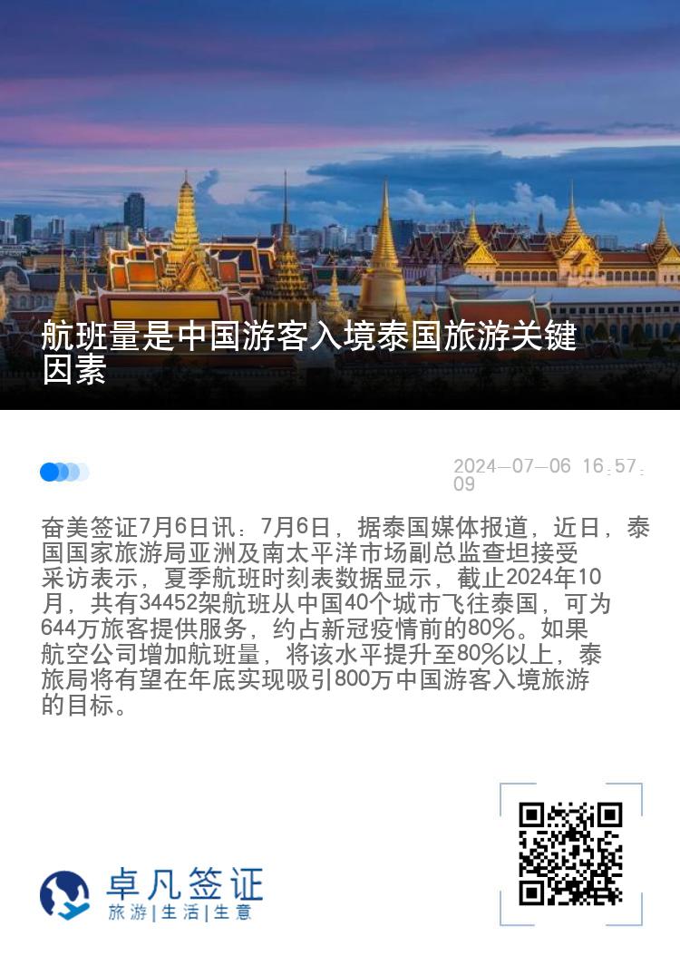 航班量是中国游客入境泰国旅游关键因素