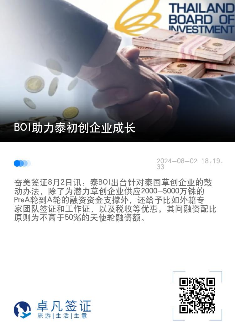 BOI助力泰初创企业成长