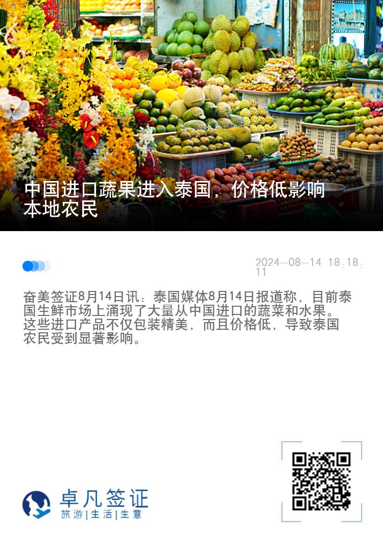中国进口蔬果进入泰国，价格低影响本地农民