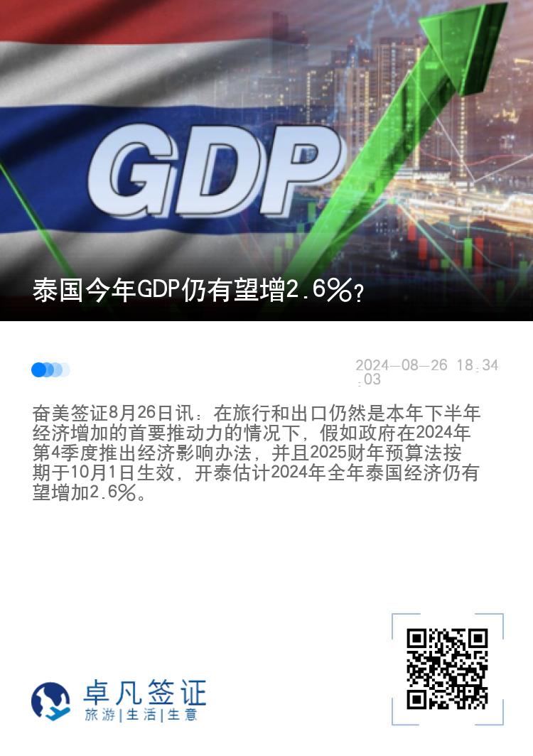 泰国今年GDP仍有望增2.6%？