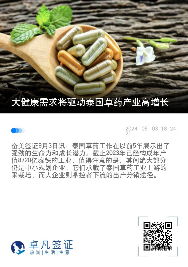 大健康需求将驱动泰国草药产业高增长