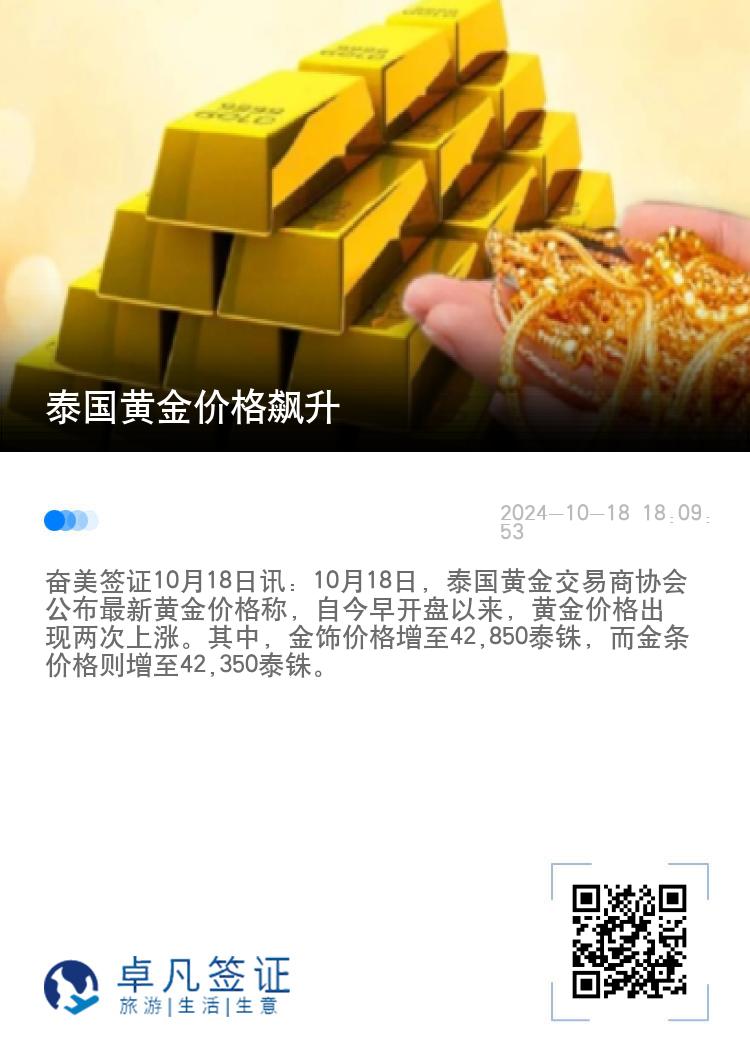 泰国黄金价格飙升