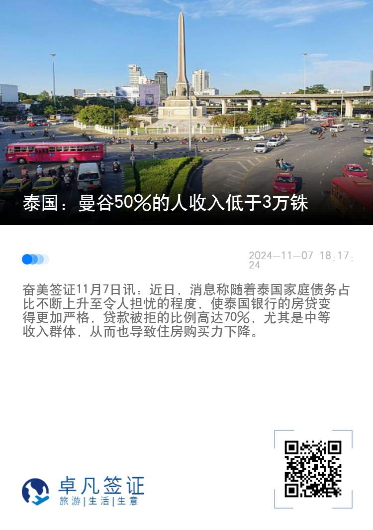 泰国：曼谷50%的人收入低于3万铢