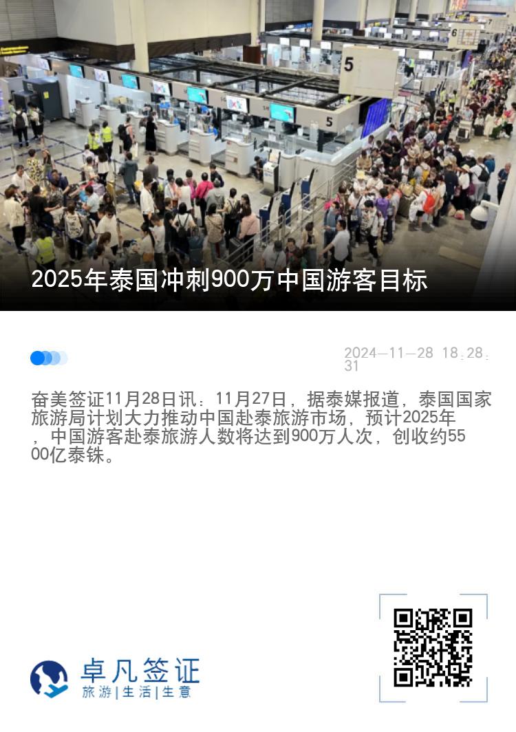 2025年泰国冲刺900万中国游客目标