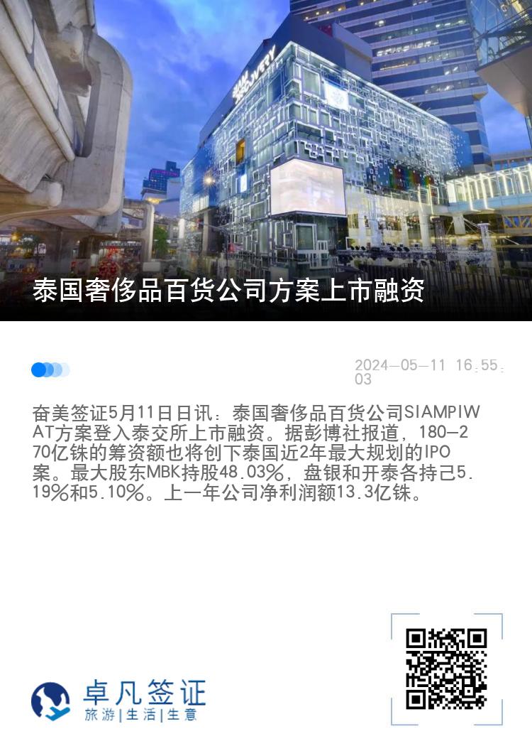 泰国奢侈品百货公司方案上市融资