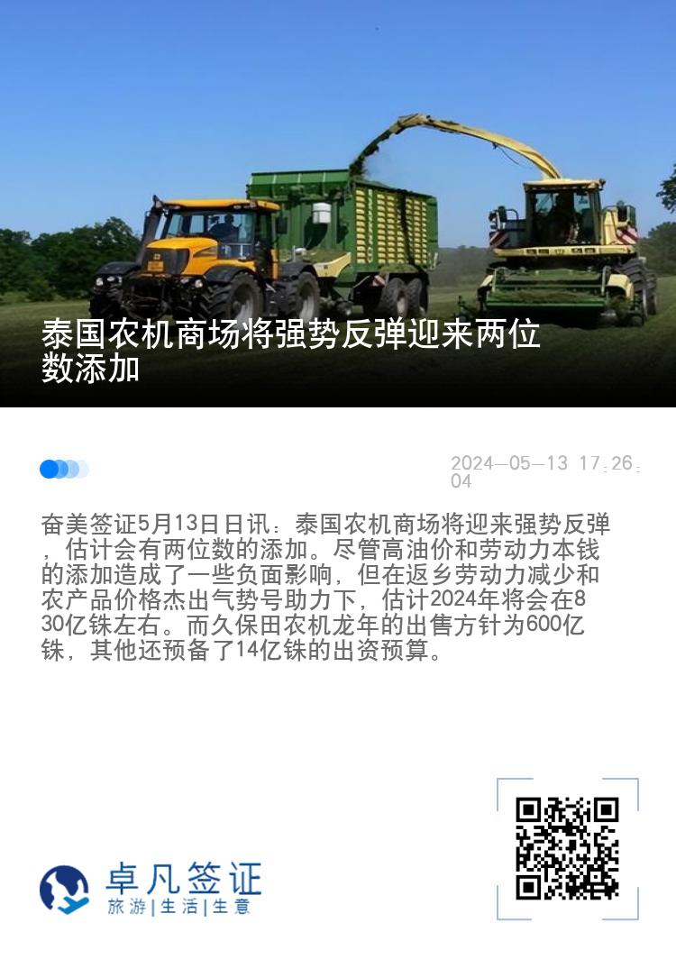 泰国农机商场将强势反弹迎来两位数添加