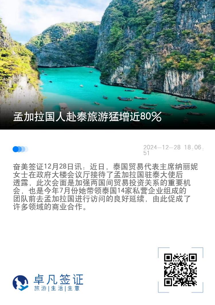 孟加拉国人赴泰旅游猛增近80%