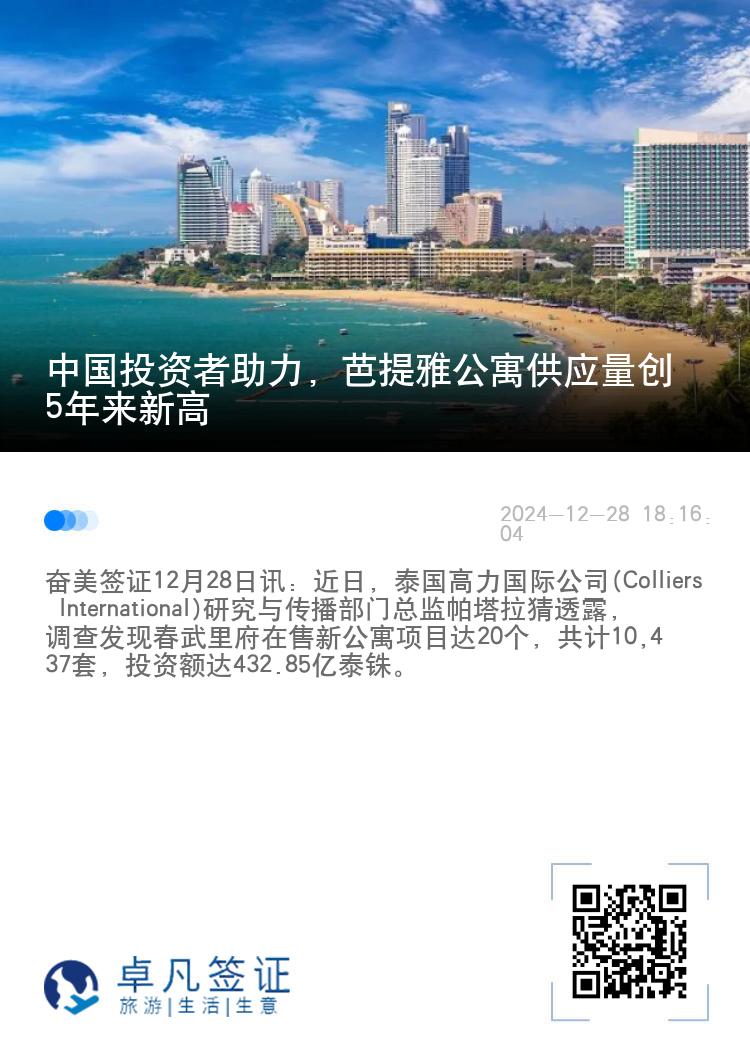 中国投资者助力，芭提雅公寓供应量创5年来新高