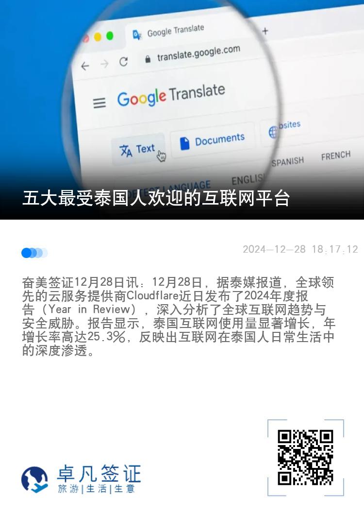 五大最受泰国人欢迎的互联网平台