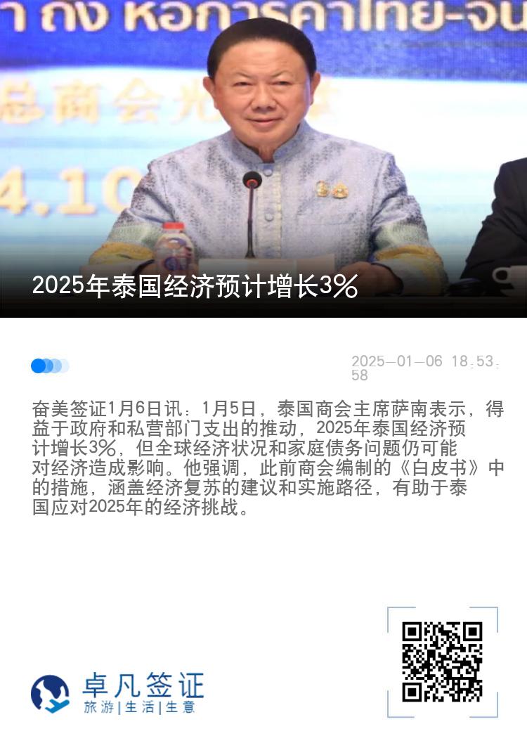 2025年泰国经济预计增长3%