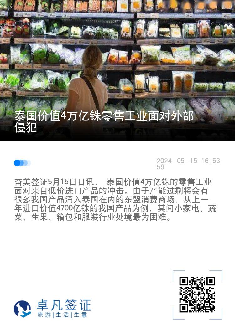 泰国价值4万亿铢零售工业面对外部侵犯