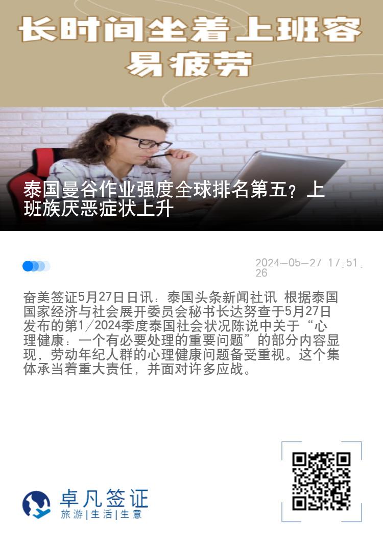 泰国曼谷作业强度全球排名第五？上班族厌恶症状上升